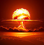 Concept Of Nuclear Explosion Cloud In Shape Of Mushroom Over City Easy