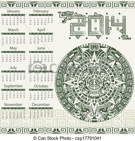 Eps Vector Of Mayan Calendar 2014   Vector Calendar 2014 In Mayan    