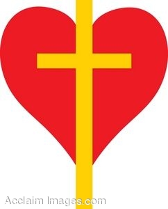 Golden Cross On A Red Heart Clip Art