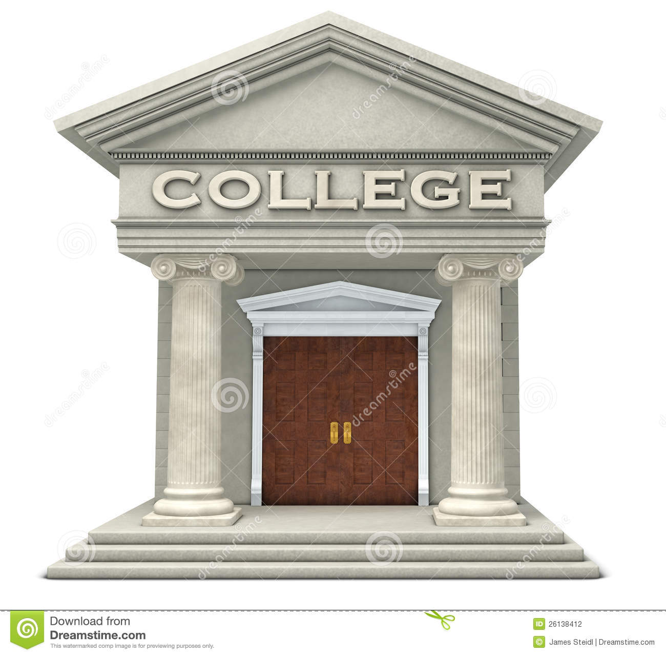 Iconic Caricature Of A College Building Isolated On A White Background