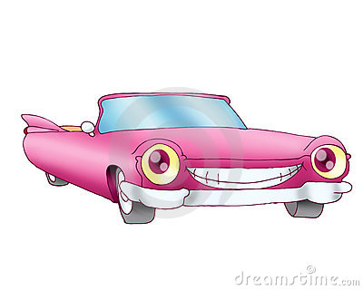 Pink Cadillac Car Isolated On A White Background 
