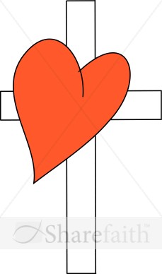 Red Heart And Cross   Cross Clipart