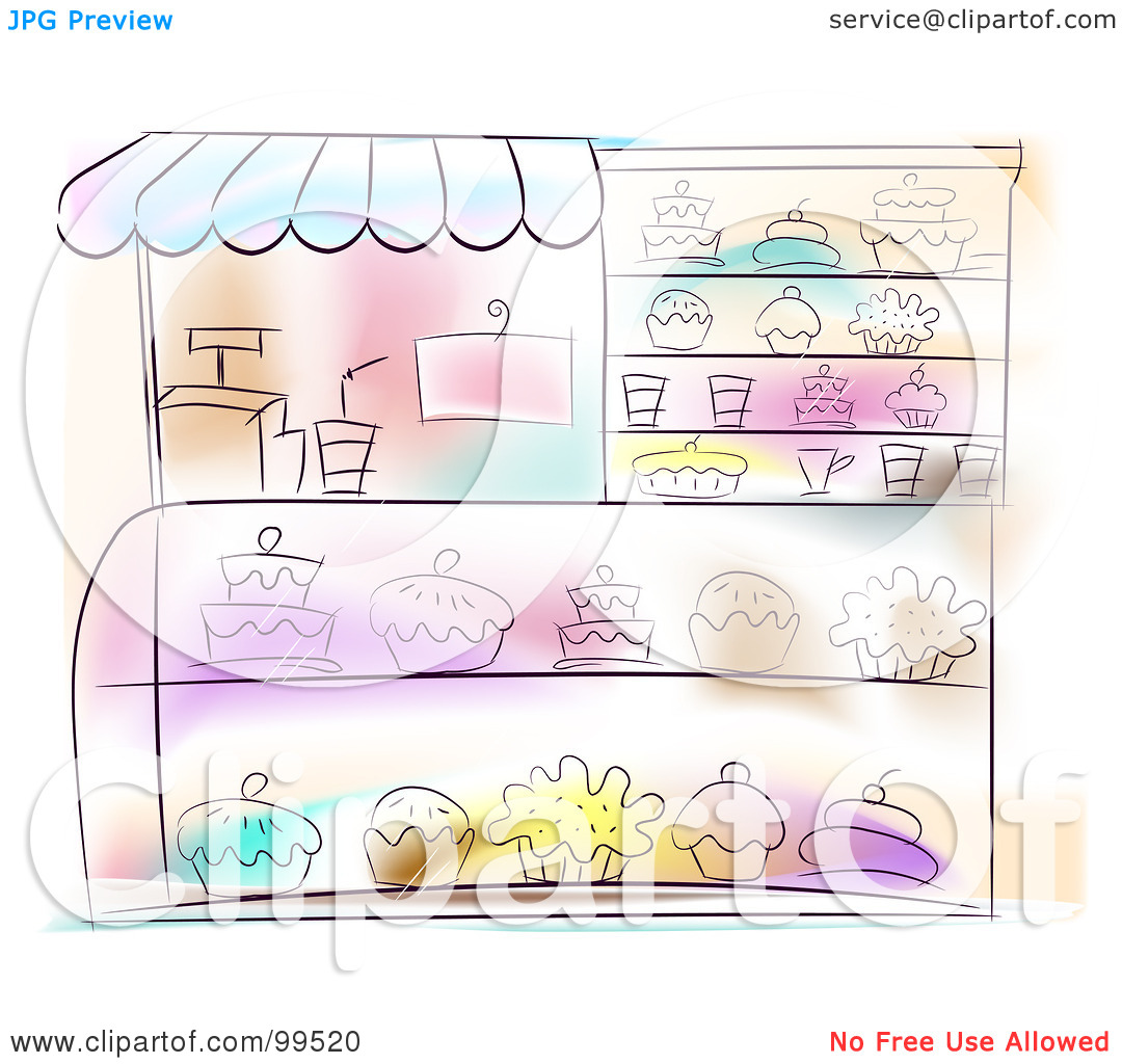 Rf  Clipart Illustration Of An Artistic Scene Of A Bakery With Sweets