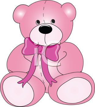 Royalty Free Clip Art Image  Pink Plush Stuffed Teddy Bear