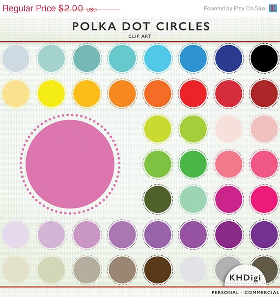 Sale Clip Art Polka Dot Border Circles   Clipart Scrapbooking Personal
