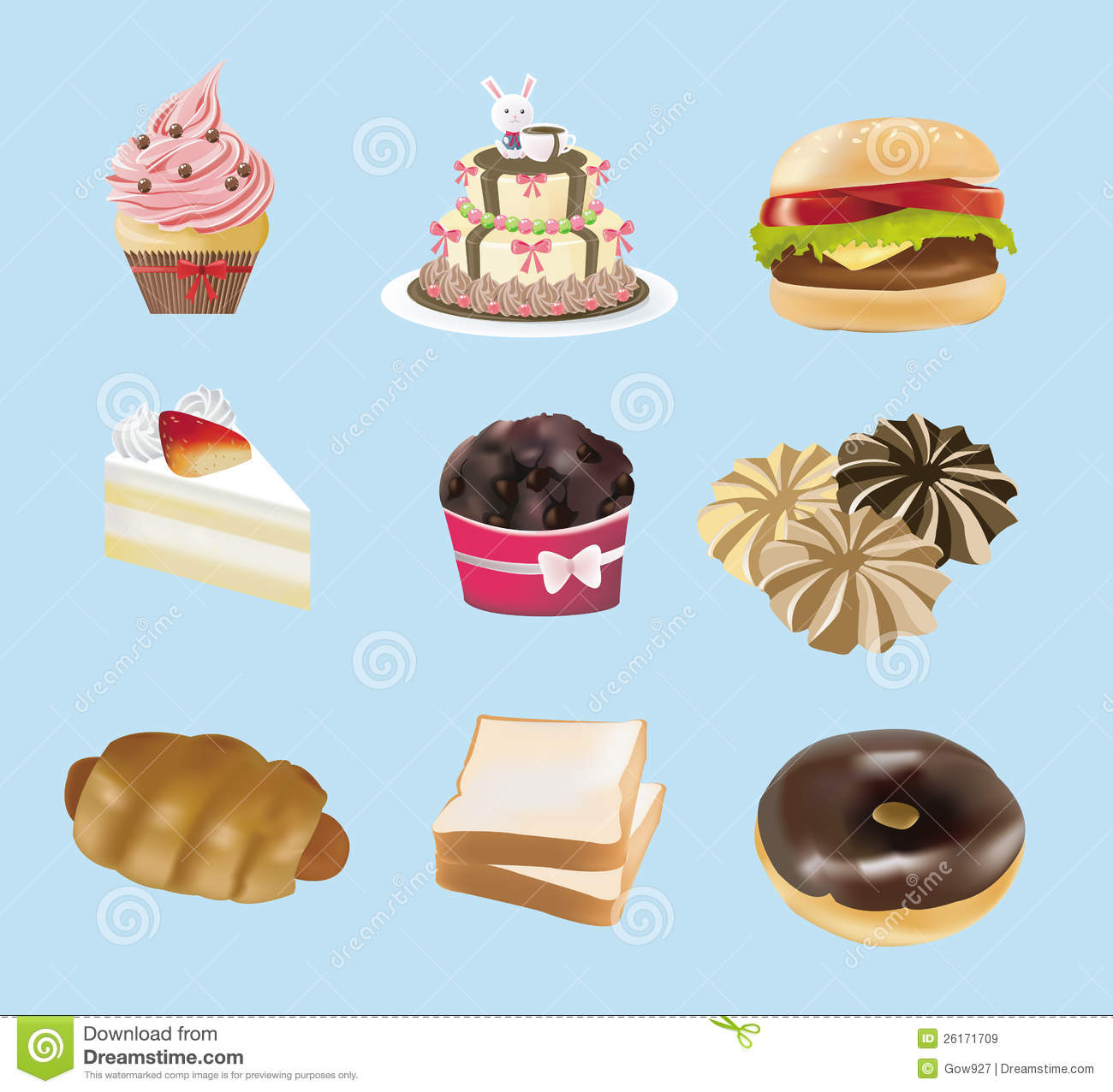 Sweets Bakery And Fast Food Collection Royalty Free Stock Images