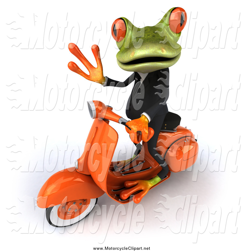 Transportation Clipart Of A 3d Business Frog Waving And Riding An