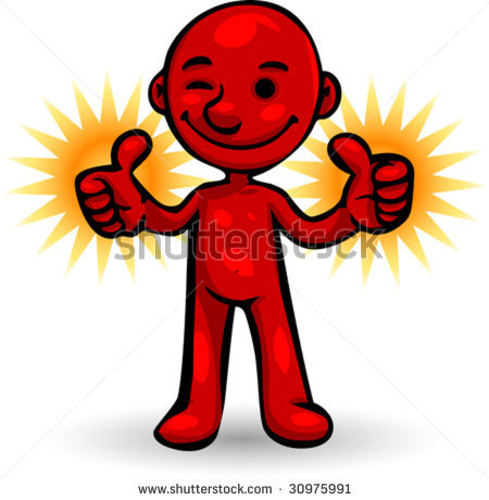 Vector Clip Art Illustration Of Little Red Smartoon Person Smilling