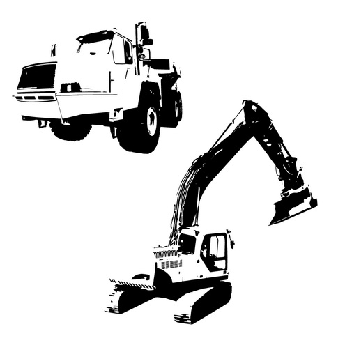 Vector   Dumper Truck And Excavator Grunge Style By Dragonart Prev