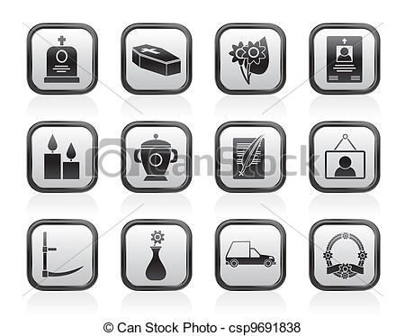 Vector   Funeral And Burial Icons   Stock Illustration Royalty Free