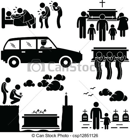 Vector Illustration Of Funeral Burial Ceremony Pictogram   A Set Of