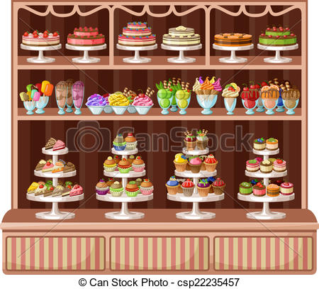 Vector   Store Of Sweets And Bakery  Vector Illustration   Stock
