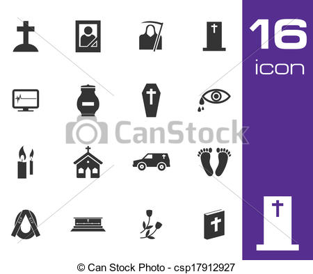 Vector   Vector Black Funeral Icons Set On White Background   Stock    