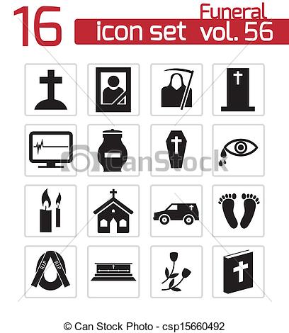 Vector   Vector Black Funeral Icons Set   Stock Illustration Royalty