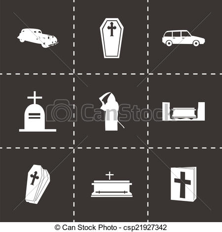 Vector   Vector Black Funeral Icons Set   Stock Illustration Royalty