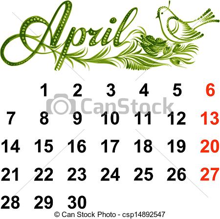 April Calendar Clipart Free Calendar April 2014