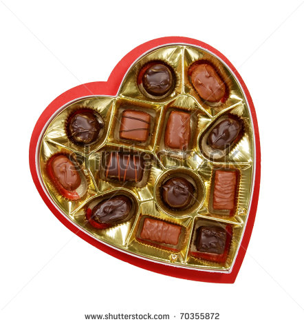 Box Of Chocolates For Valentine S Day Isolated On White   Stock Photo