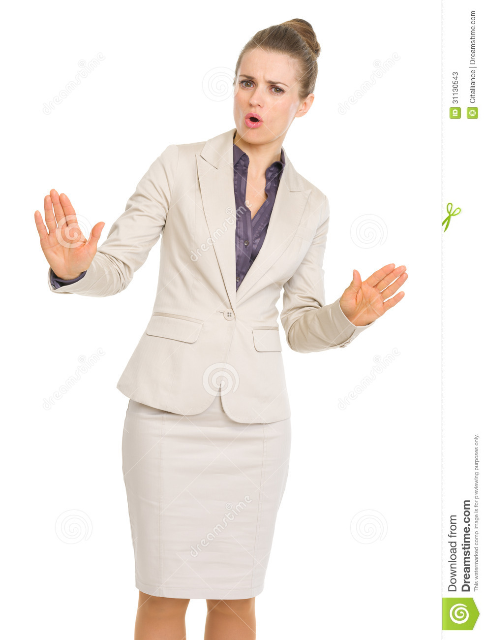 Business Woman Showing Calm Down Gesture Stock Photos   Image