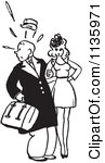 Cartoon Of A Retro Vintage Surprised Man Looking Back With A Woman In