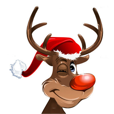 Christmas Animation Of Rudolph The Reindeer Winking  Wearing Red Hat