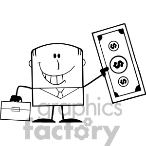 Clipart Illustration Black And White Lucky Businessman With Briefcase