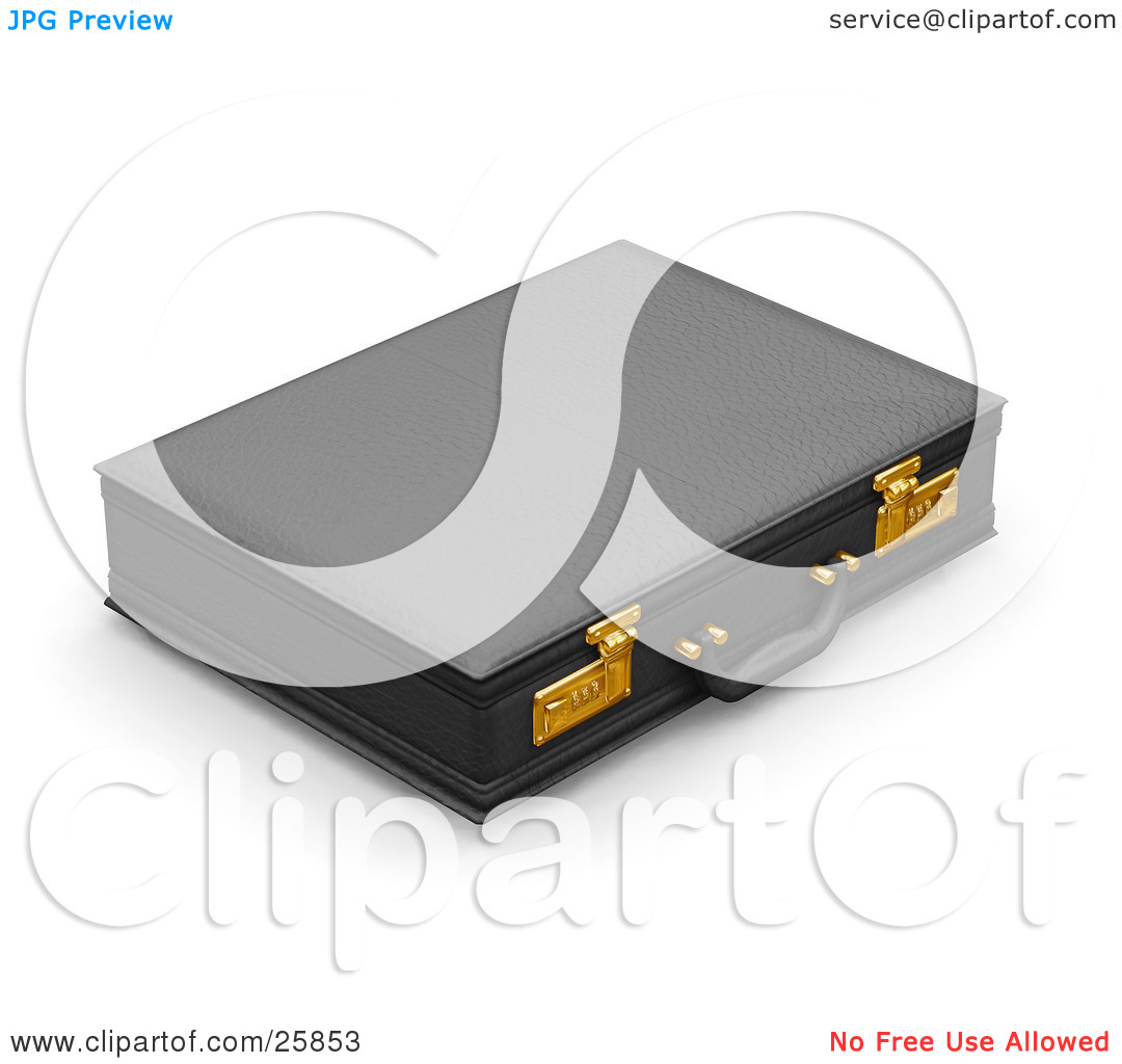 Clipart Illustration Of A Black Leather Briefcase With Golden Locks
