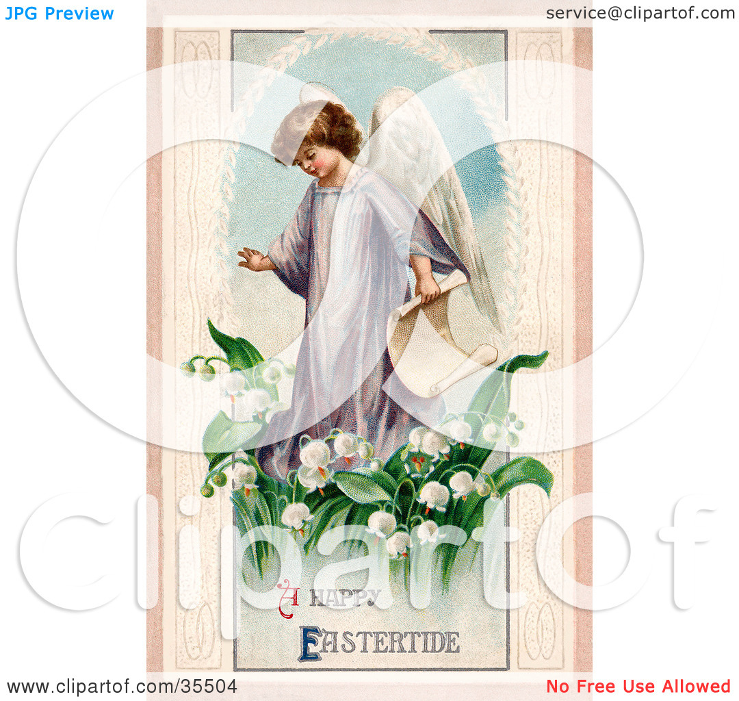 Clipart Illustration Of A Young Victorian Easter Angel Carrying A