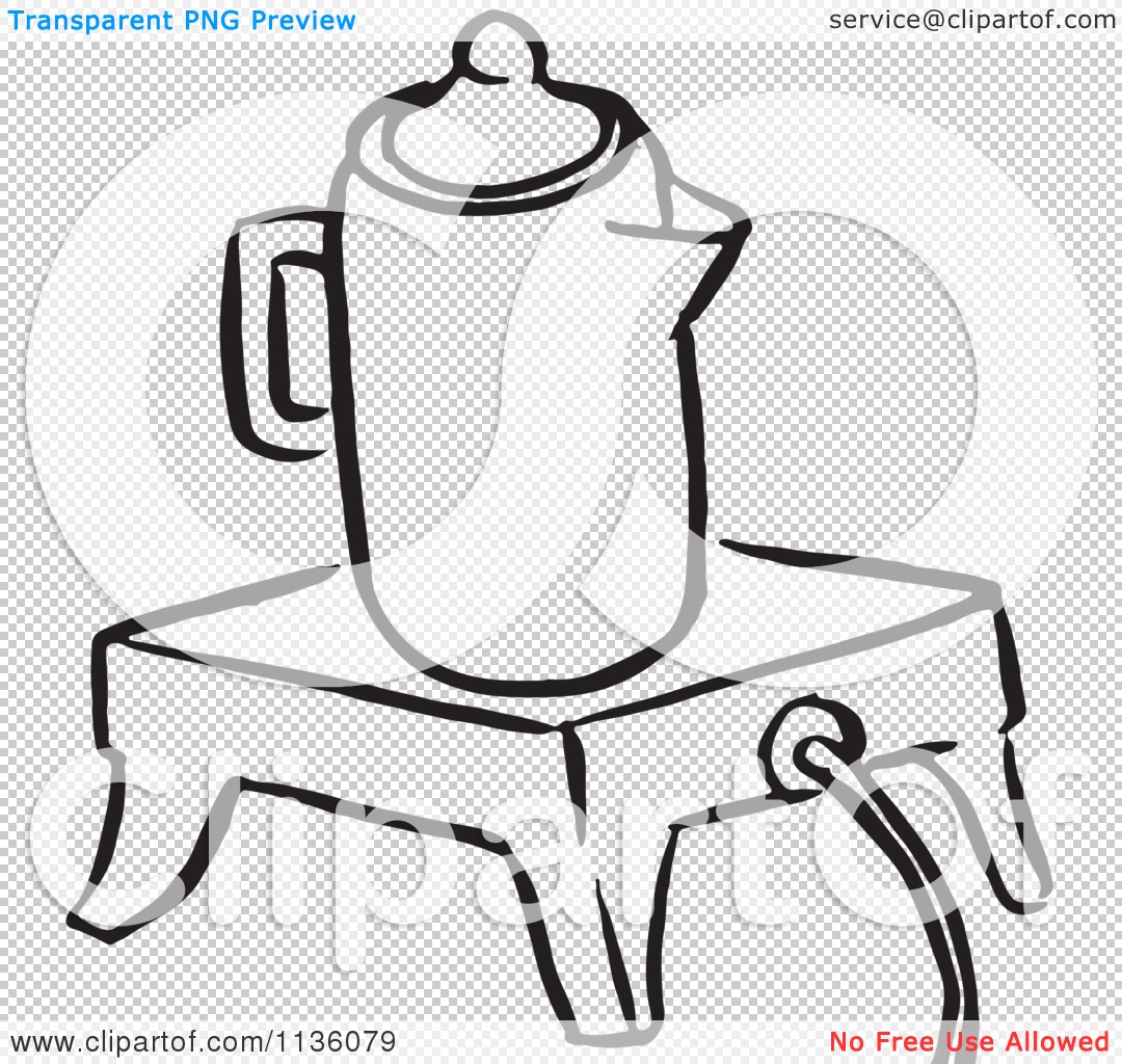 Clipart Of A Retro Vintage Black And White Coffee Percolator On A
