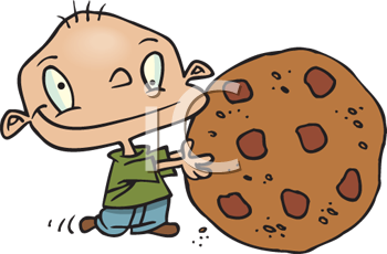 Clipart Picture Of A Small Boy Holding A Giant Cookie   Foodclipart