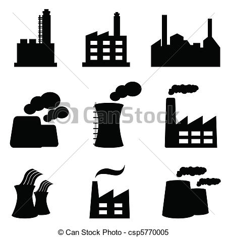 Clipart Vector Of Factories And Power Plants   Factory Power Plants    