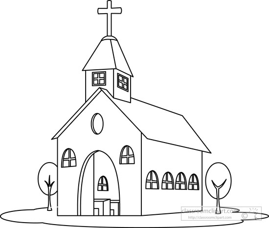 Download Religion Church Black White Outline Clipart 72066