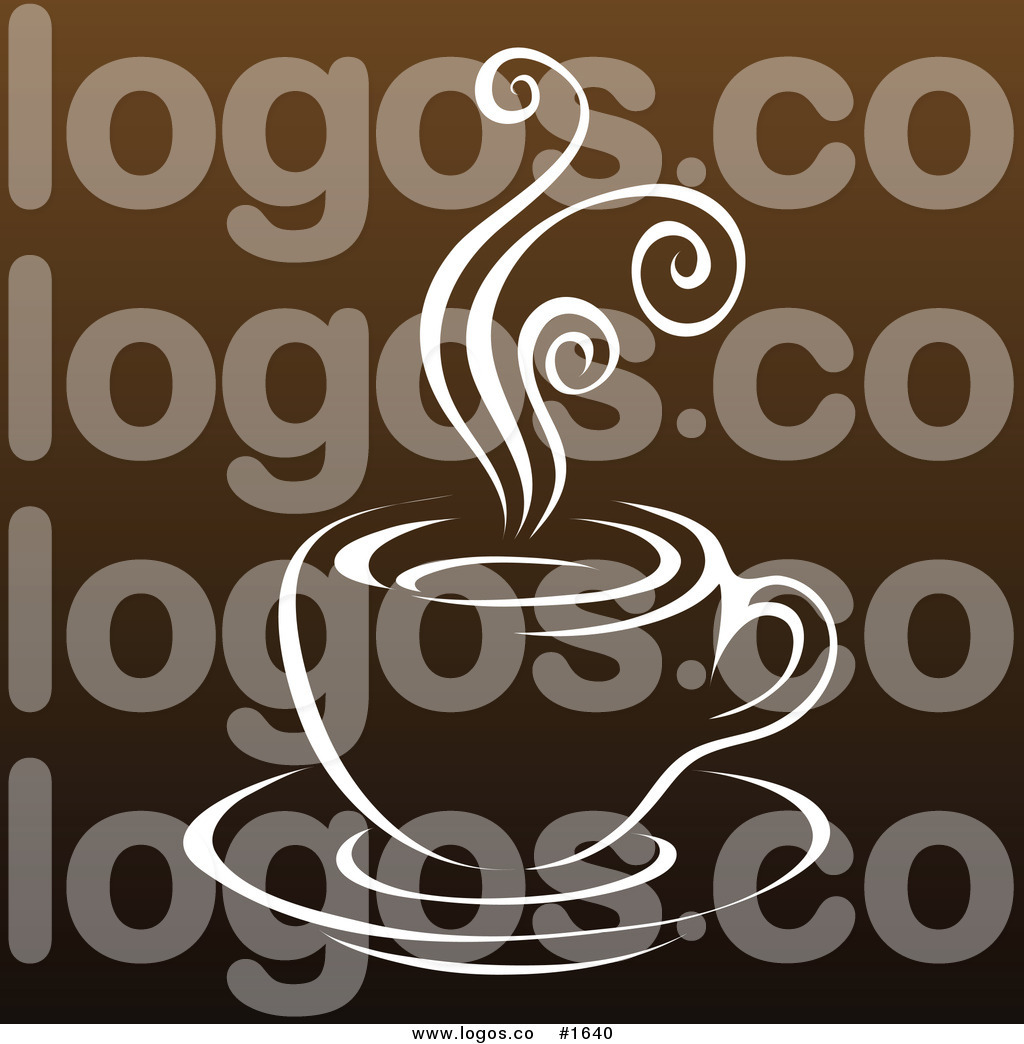     Free Vector Steaming White Cup Of Coffee On Brown Background Logo