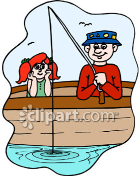 Girl And Her Dad Fishing   Royalty Free Clipart Picture