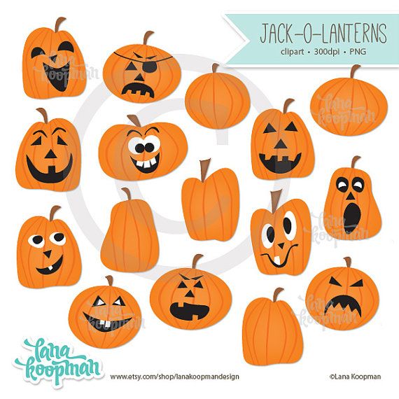 Halloween Digital Clipart Jack O  Lantern Clipart Pumpkin Clipart
