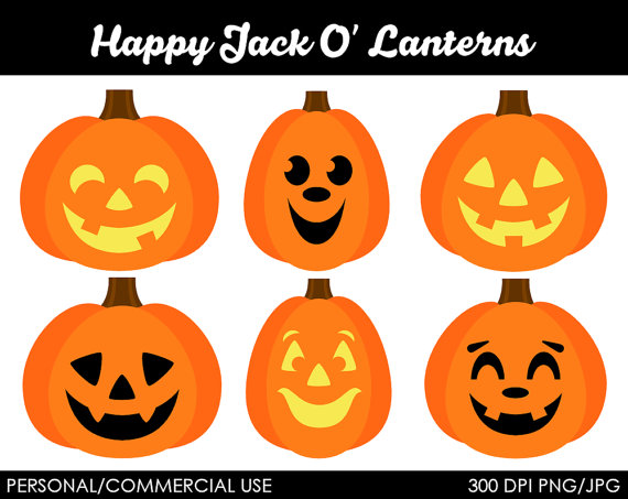 Happy Jack O  Lanterns Clipart   Digital Clip Art Graphics For