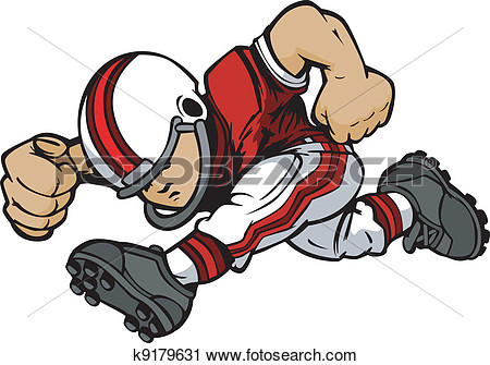 Kid Football Player Running Vector Cartoon View Large Clip Art Graphic