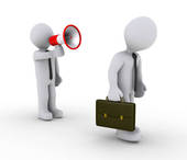 Manager Firing Employee With Megaphone   Royalty Free Clip Art