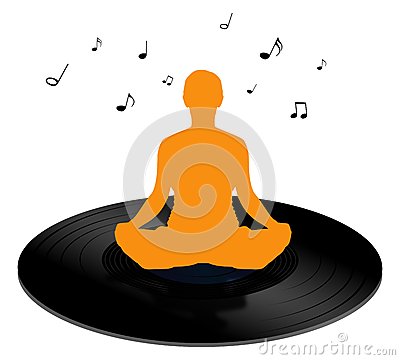 Of A Person Sitting On A Vinyl Record And Listening To Calming Music