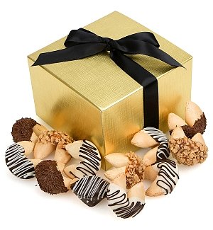 One Dozen Chocolate Dipped Fortune Cookies With Themed Messages