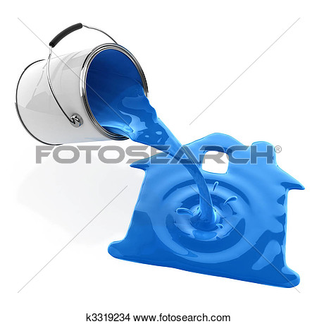 Paint Pouring From Bucket In House Silhouette K3319234   Search Clip