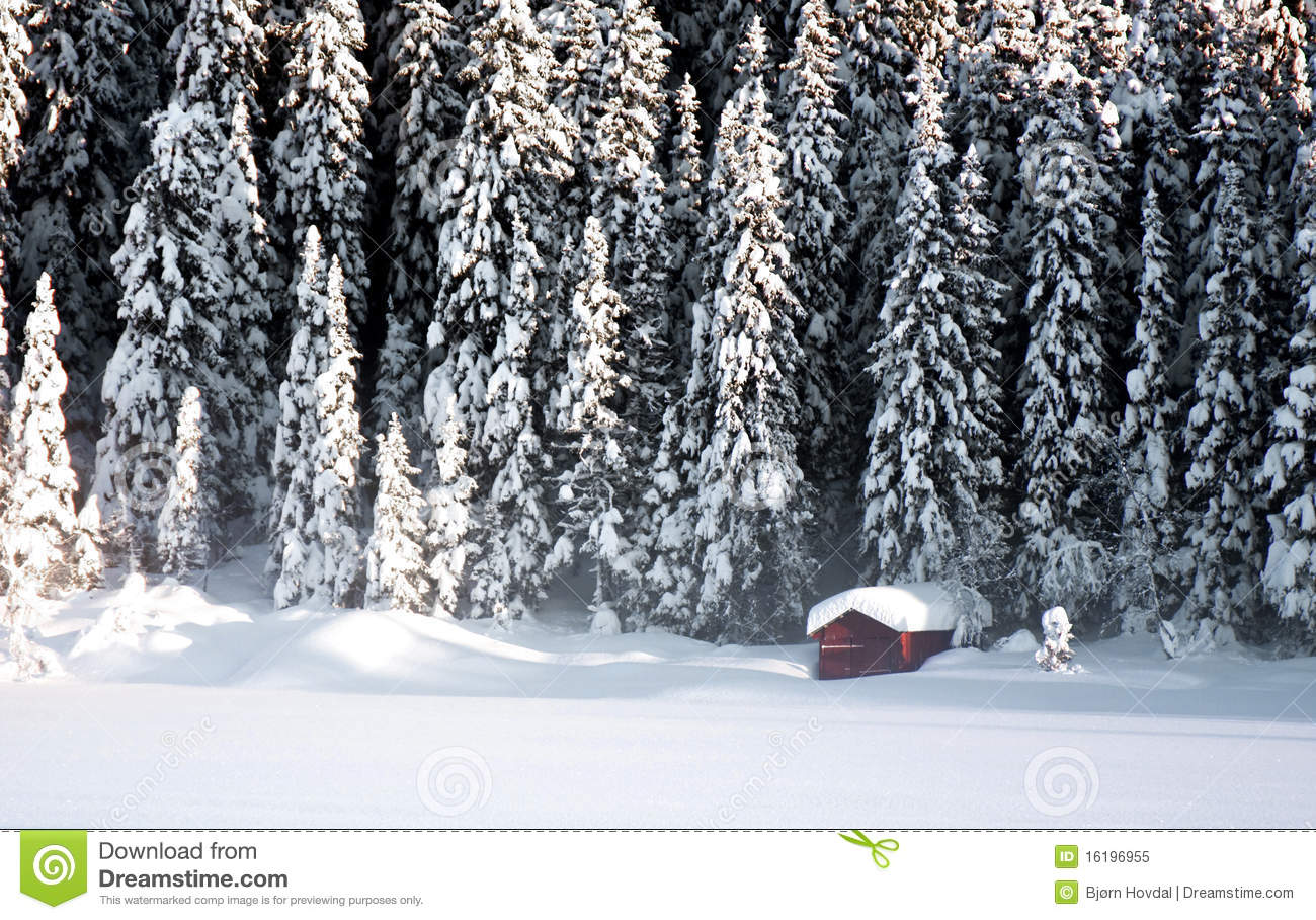 Red Winter Cabin Royalty Free Stock Photo   Image  16196955