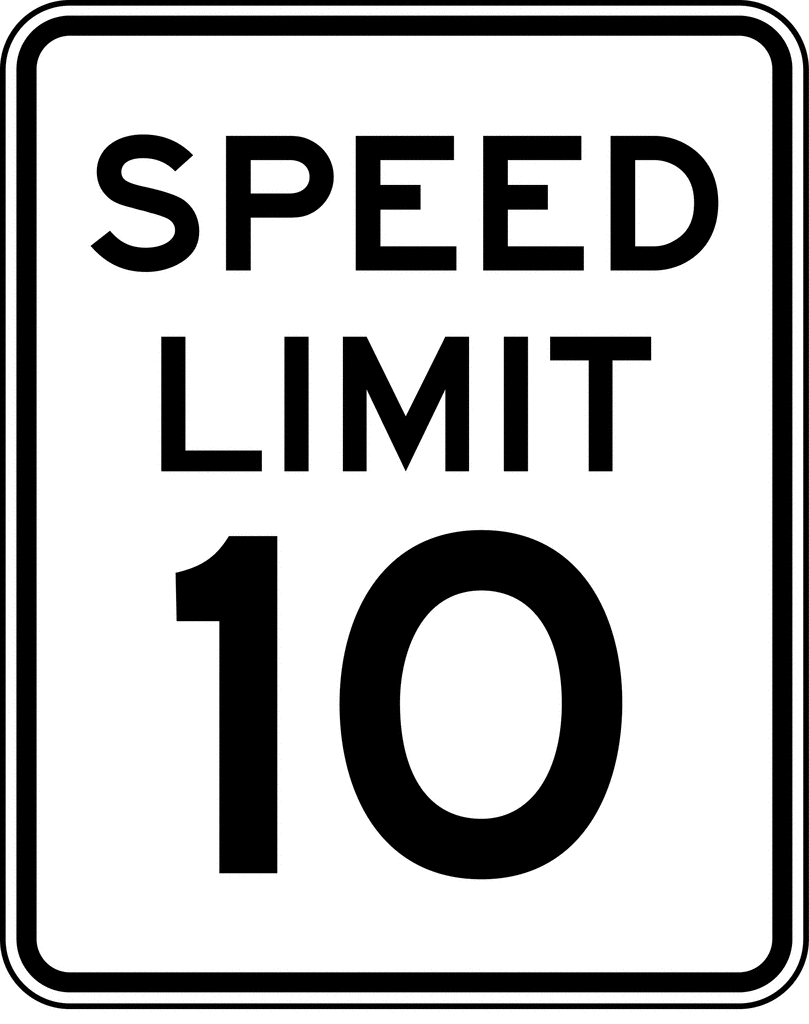 Speed Limit 10 Black And White   Clipart Etc