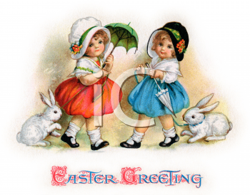Victorian Easter Greeting Card   Royalty Free Clip Art Picture