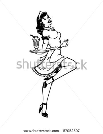 50s Diner Waitress Clipart Sexy Server Retro Clip Art