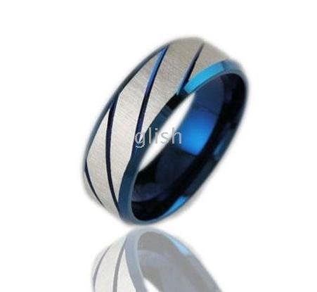 7mm Titanium Steel Men S Ring Blue Rings Wedding Band Men S Jewelry No