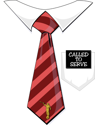 Called To Serve Missionary Tag Red Tie