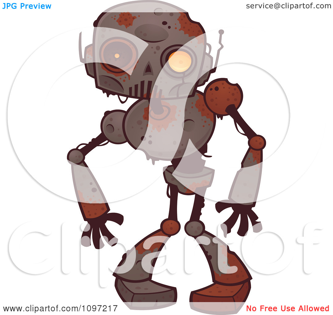 Clipart Creepy Zombie Robot   Royalty Free Vector Illustration By John