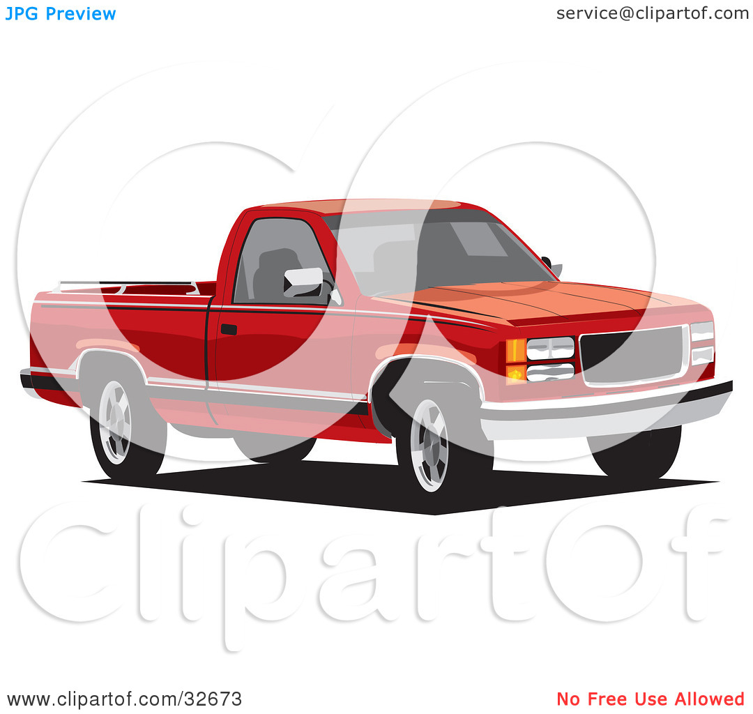Clipart Illustration Of A Red Chevy Cheyenne Truck By David Rey  32673