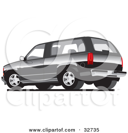 Clipart Illustration Of A White Chevy Silverado Suv With White Paneled
