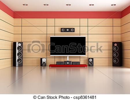 Clipart Of Empty Home Cinema Room   Empty Living Room With Home